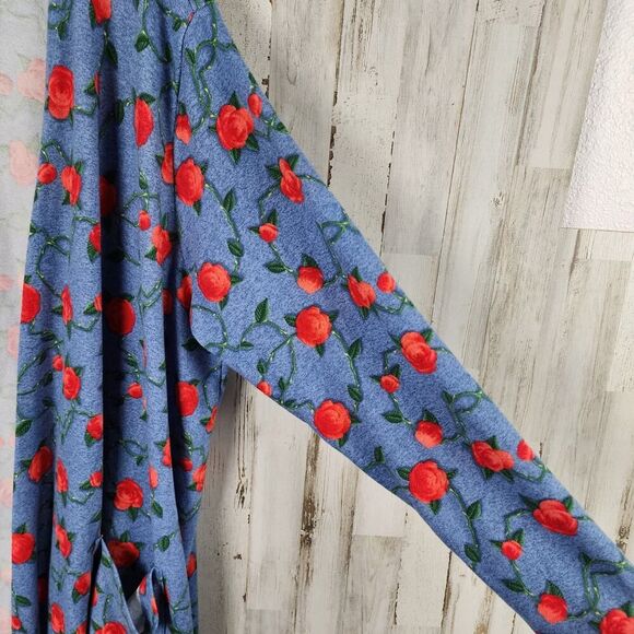 LuLaRoe Caroline Cardigan Sweater Blue Red Size 2XL - Picture 6 of 10